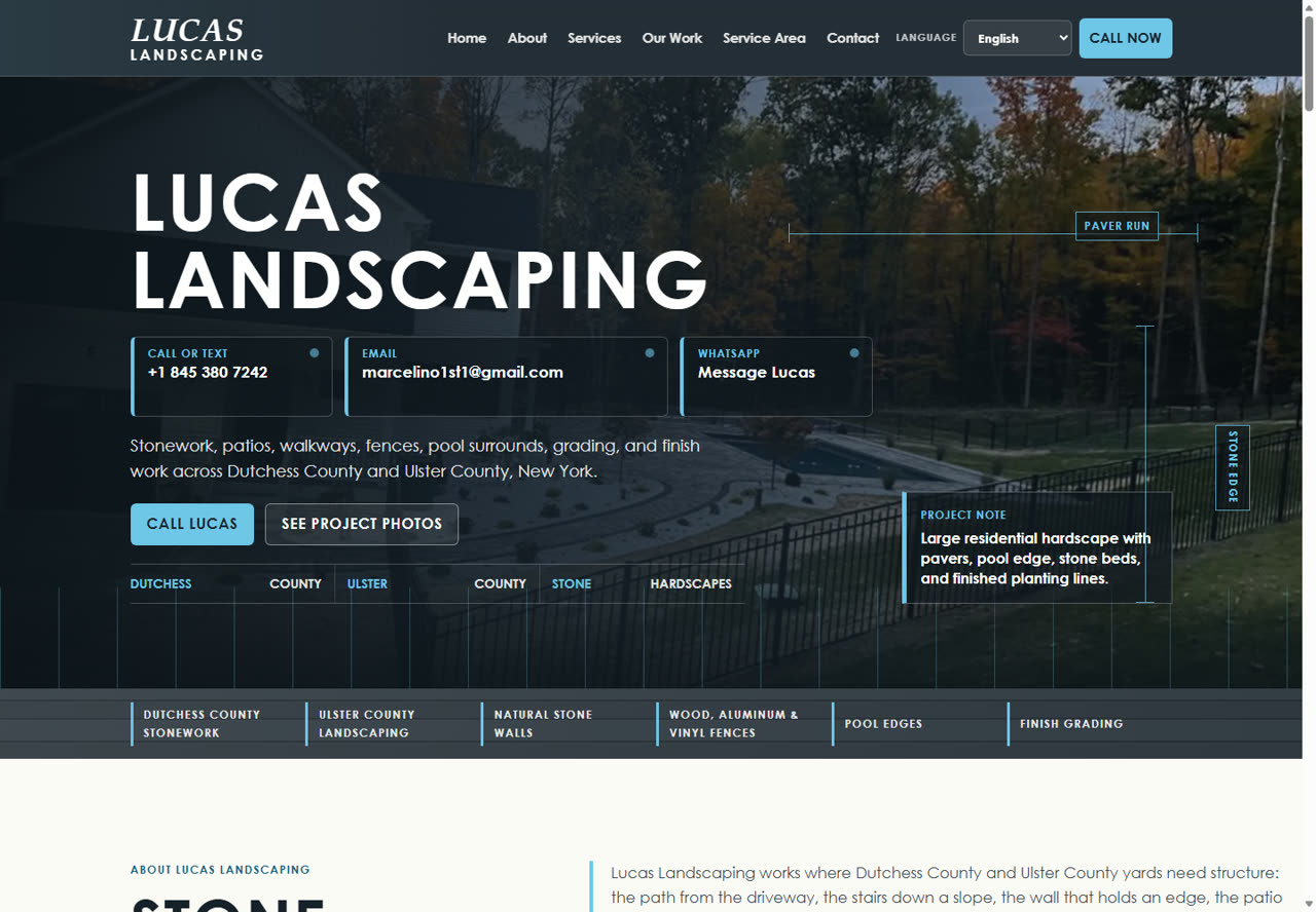 Captura del sitio web Lucas Landscaping